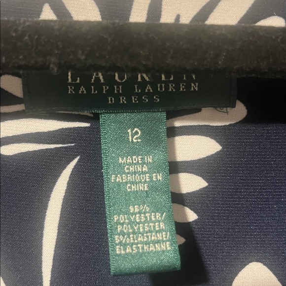 Lauren Ralph Lauren Navy White faux wrap floral Dress woman’s 12 - Picture 4 of 7